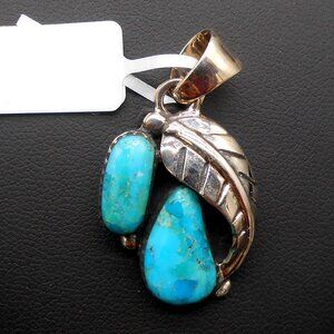 Necklace, Santa Fe Style Turquoise Pendant in Sterling Silver 5.90 ctw, no chain
